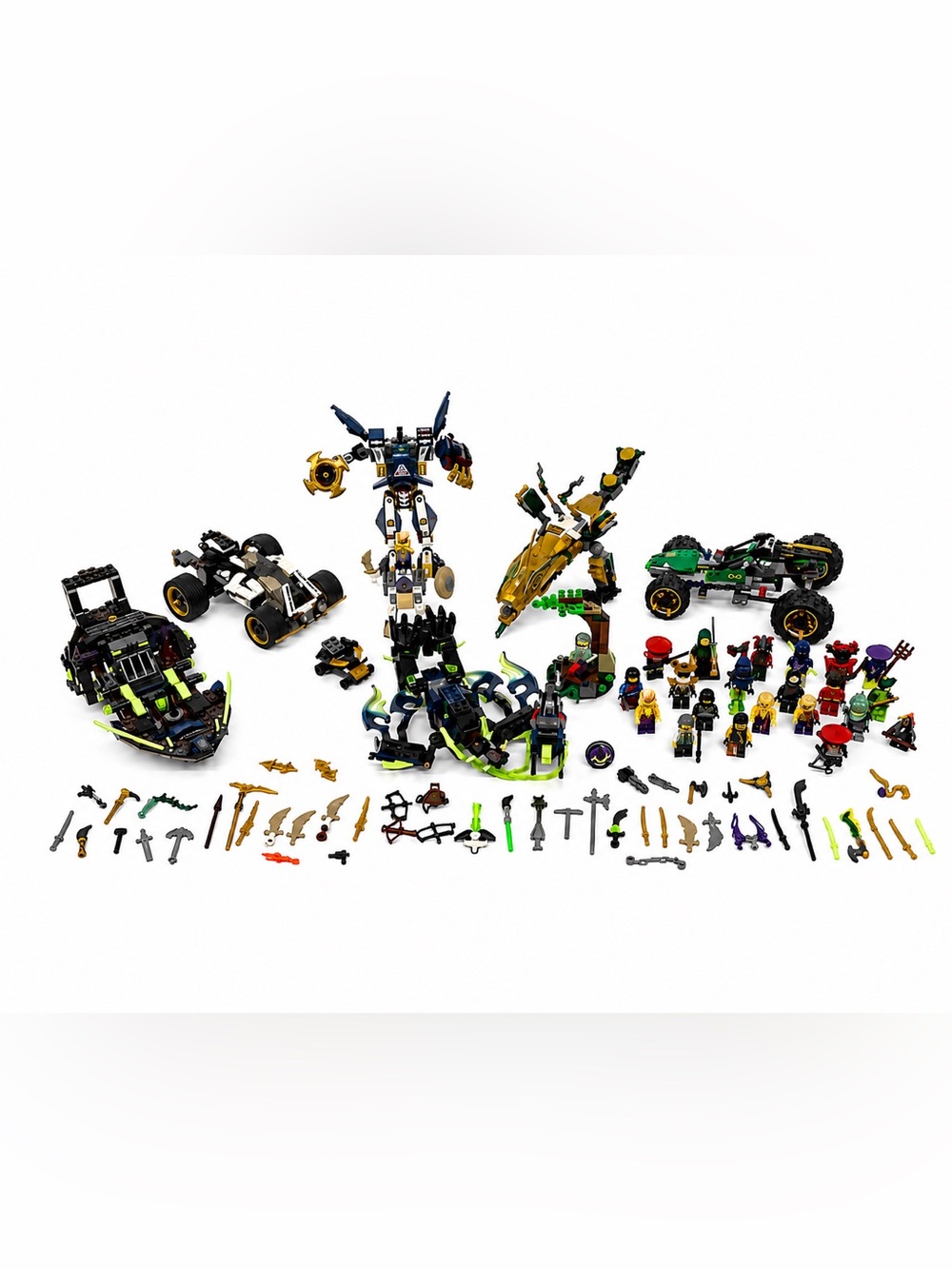 Lego Ninjago Miscellaneous Set Parts & Pieces 22 Minifigures & Weapons Huge Lot